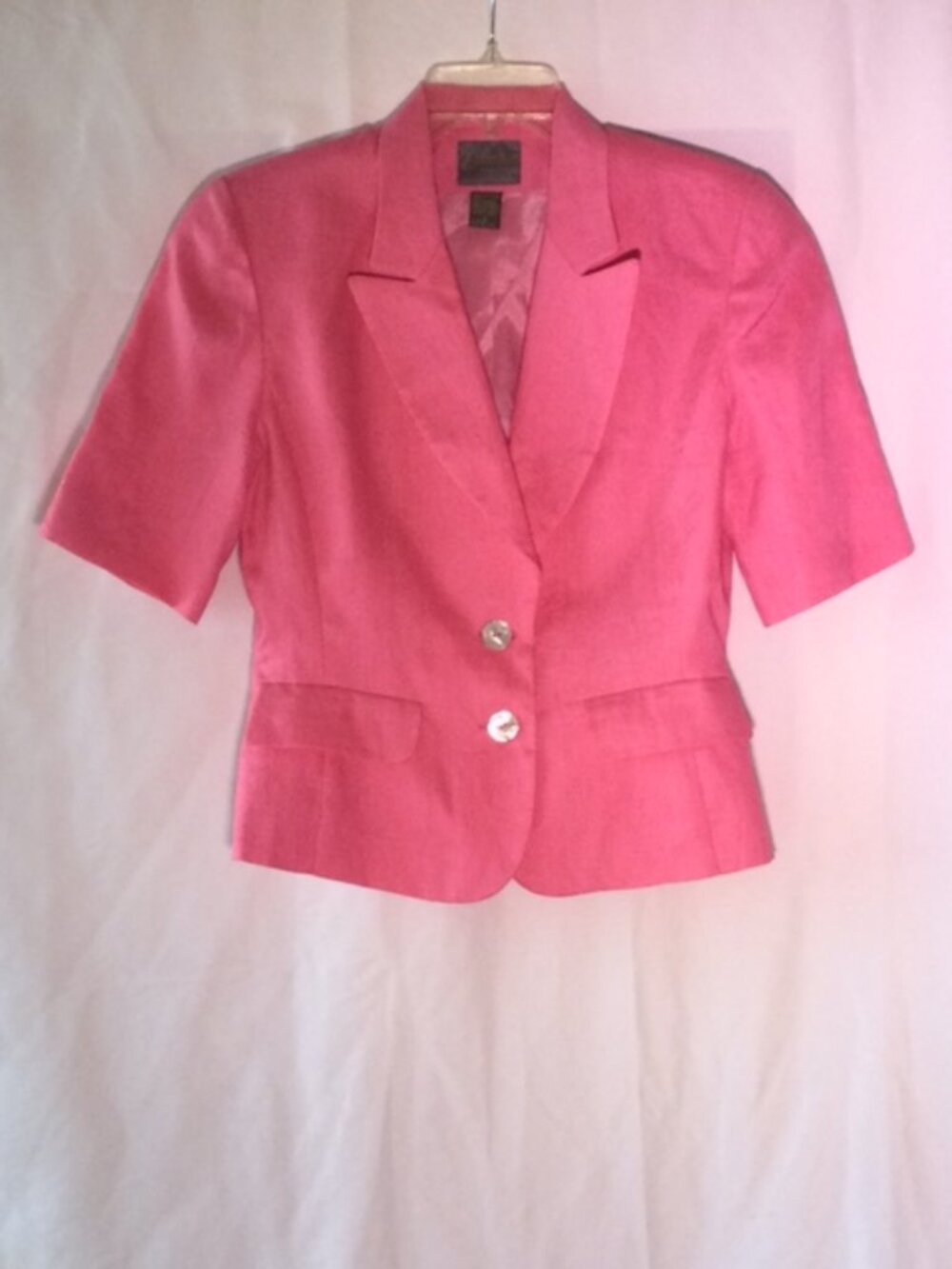 Collection Point of View 100% Linen Pink Short Sleeve Blazer Jacket Size 6